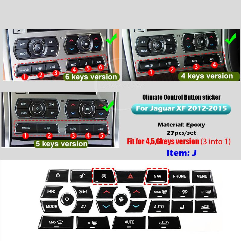 Black Epoxy Button Sticker for Jaguar XF X250 XK XKR XJ XJL Car Interior Refinishing Trim Cover for Dashboard Center Console