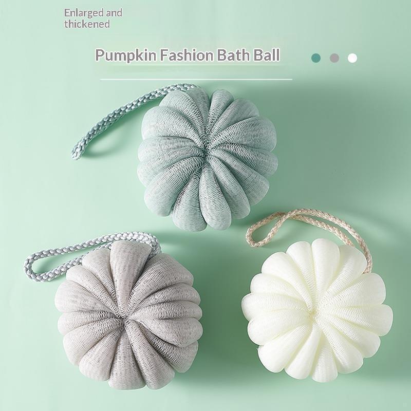 Pumpkin Shaped Bath Loofah Sponge With Extra Thick Soft Mesh Durable Hanging Rope For Daily Home Shower Bathing Use