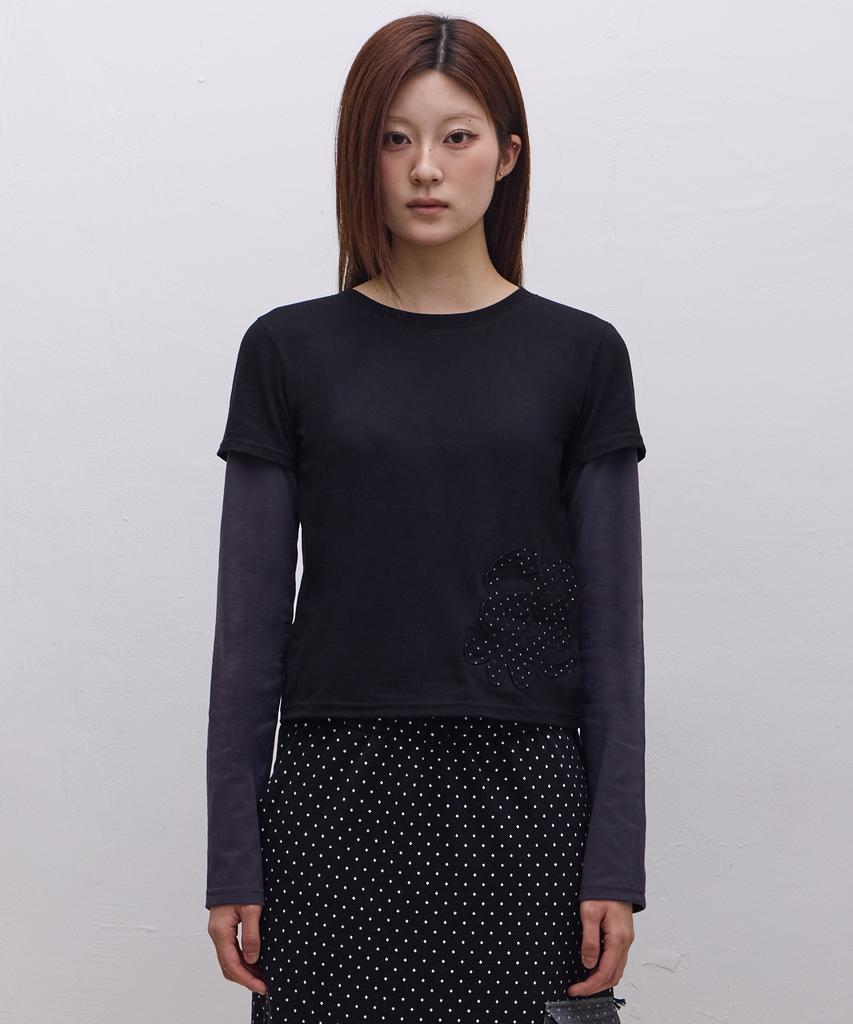 Ebeulisi Dot Patch Layered Long Sleeve (Black)