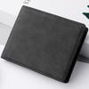 Men's Genuine PU Leather Wallet - Short Vintage Zipper Design with Money Clip, Soft Business Wallet for Students
