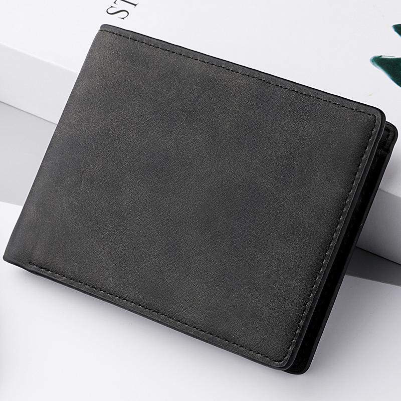 Men's Genuine PU Leather Wallet - Short Vintage Zipper Design with Money Clip, Soft Business Wallet for Students