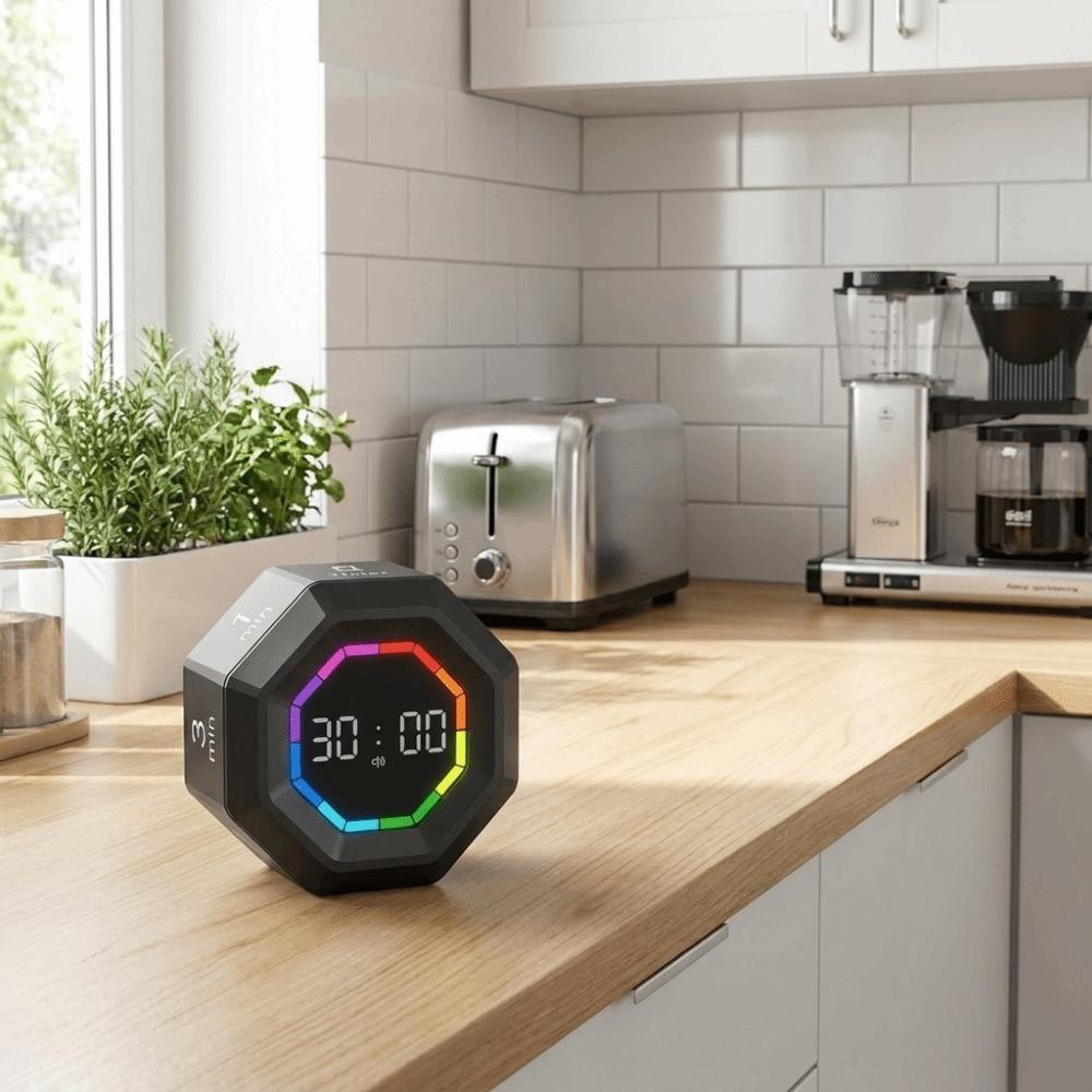 LED Display Gravity Sensor Timer Magnetic Kitchen Timer Mini Flip Timer Clock Alarm Clock
