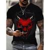Horror Death Satan Pattern T shirts For Men/Women 3D Print Street Trend T-shirts Summer Oversized Man Clothing Short Sleeve Tops