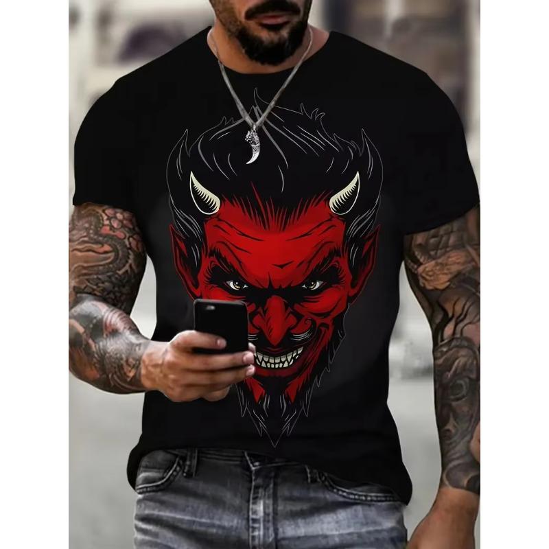 Horror Death Satan Pattern T shirts For Men/Women 3D Print Street Trend T-shirts Summer Oversized Man Clothing Short Sleeve Tops