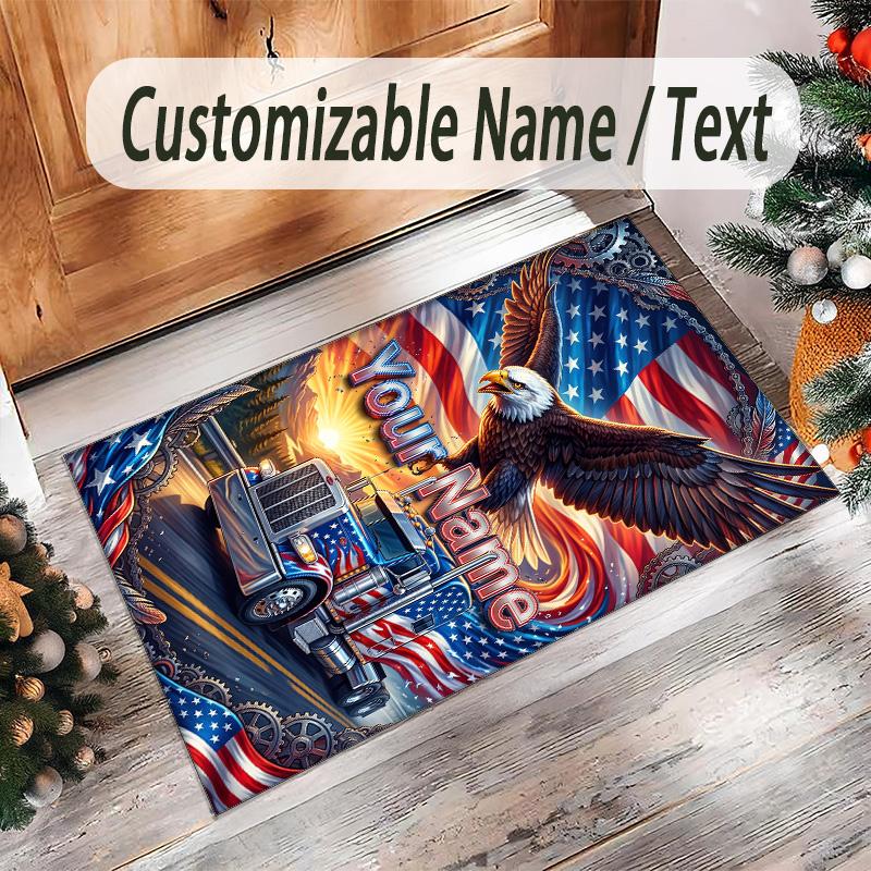 LKW-Thema Kristall-Samt-Teppich Personalisierter Benutzerdefinierter Name Text Weiche Bodenmatte Heimdekoration