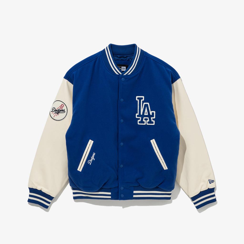 New Era Mlb La Dodgers Patched Varsity Jacket Bright Blue 14742027
