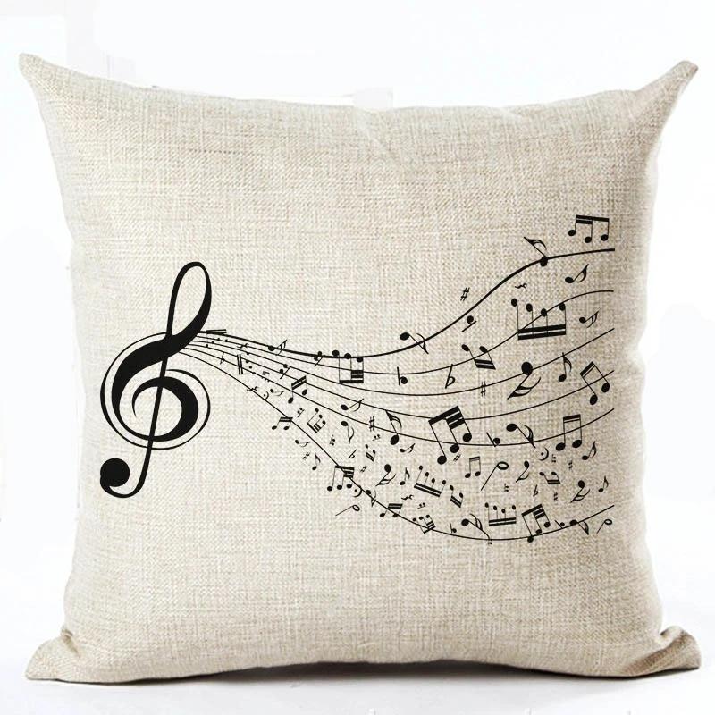 Retro Musiknoten bedruckte Leinwand quadratische Kissenbezüge für Auto Sofa Bürostuhl Einfache Heimdekoration Ornamente