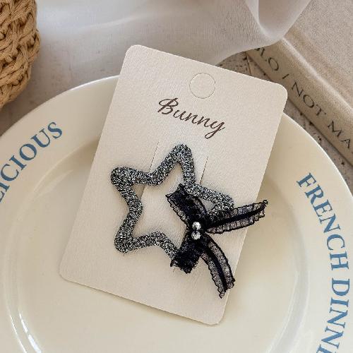 Hand-made Sweet and Cool Black and Silver Children's Hairpin Temperament High-end Sense of Girl Bangs Hairpin Head Accessories Hair Accessories