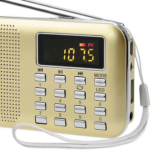 Y-896 Digital Radio Rechargeable Flashlight Function 3W Mini Portable FM Radio with TF Card Slot for the Aged