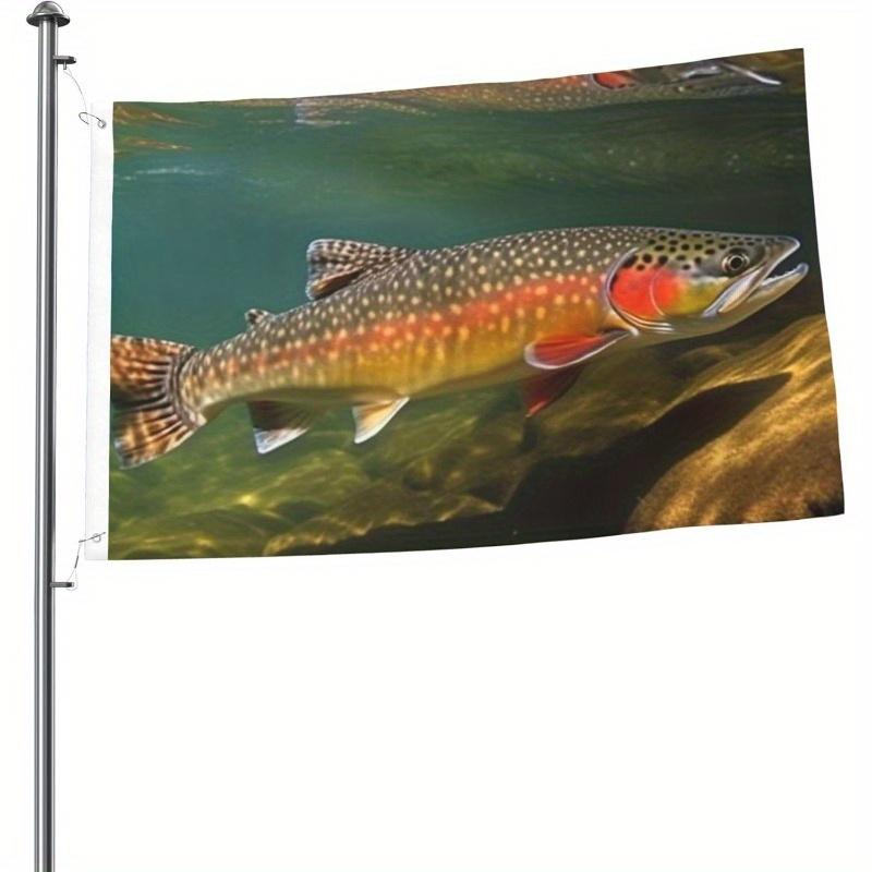 1pc Humorous 91.44X152.4cm Flag Featuring Salmon for Fly Fishing, Ideal for Easy Hanging. Perfect for Decorating Holidays, Parties, Or Any Indoor/Outd