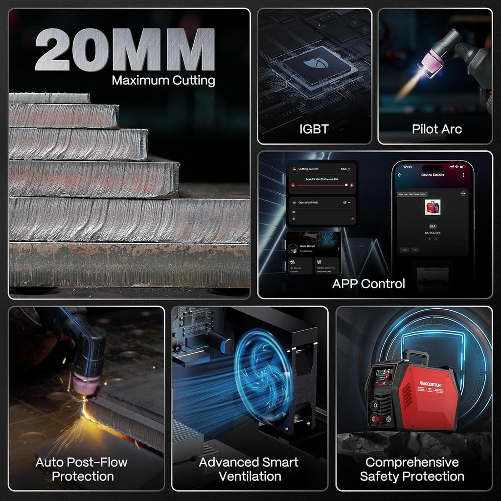 ARCCAPTAIN IControl CUT55 Pro Plasma Cutter 55A 230V EU Plug Non Touch Pilot Arc APP Control Plasma Cutter
