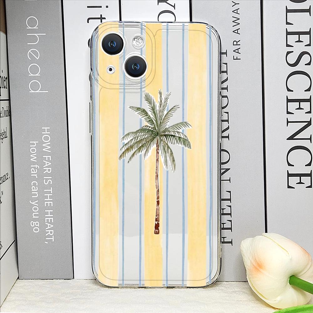 Kreative Hand-Kokospalme Gestreiftes Muster Handyhüllen für iPhone 17 16 15 14 13 12 11 Pro Max XR 8 7 Plus 13 12 Mini Weiche Hülle