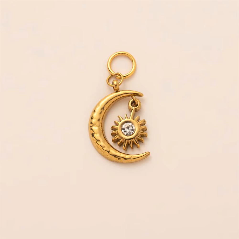 Yori 3Pcs Star Moon Rainbow Sun Pendant Stainless Steel Plated with 18K Gold for Jewelry Making Supplies DIY Necklace