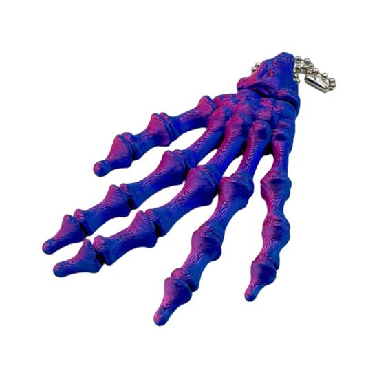 Yousheng Skeleton Hand Keychain, with Hanging Chain 3D Printed Ornament, Movable Joint Design Skull Palm Stress Relief Toy for Halloween