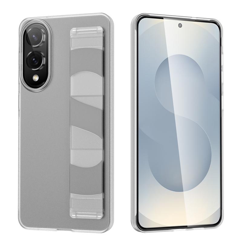 Ultra Thin Frosted Hard PC Silicone Elastic Wristband Phone Case For Samsung Galaxy S25 Edge S24 S23 Ultra Plus Shockproof Cover