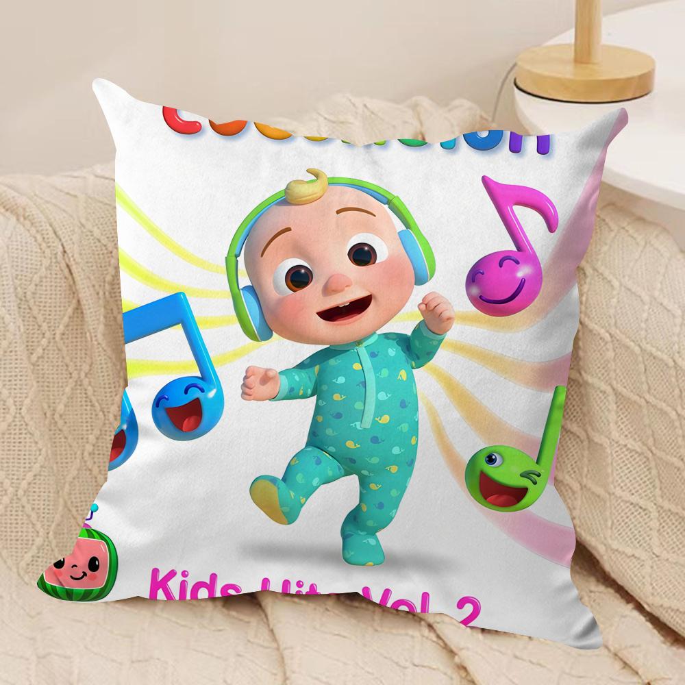 Cartoon CCoComelons Cute Cushion Cover Silky Short Plush Invisible Zipper Dustproof Sofa Pillow Case For Home Decor