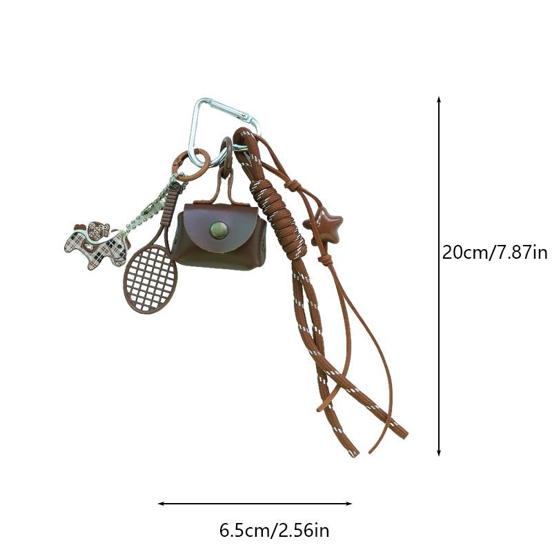Yogodlns Trendy Leopard Print Mini Purse Keychain Bag Pendant Accesories for Backpack Maillard Braid Rope Charm Decor Accessories