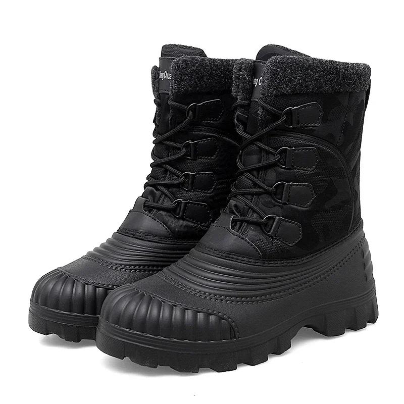 Winter Snow Boots Mid-calf Duck Boots for Men Warm Outdoor Waterproof Hunting Working Boots Mens Camouflage Outdoor Shoes Male