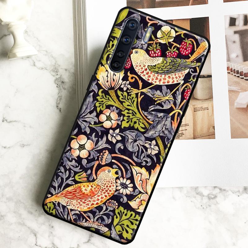 William Morris Strawberry Thief Case For Oppo A96 A76 A16 A18 A38 A58 A78 A98 A15 A17 A77 A74 A94 A54 A57S A40 A60 A80 Cover
