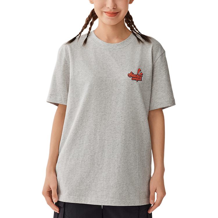 Skechers Fashionable Versatile Breathable Short Sleeve T-Shirt Unisex Tops Light-White Gray L225U056-0248