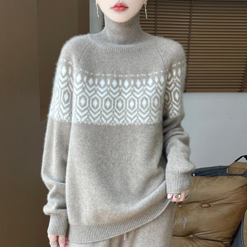 Women Sweater 100% Wool MODERN NEW SAGA Turtleneck Knit Pullover Thick Winter Jumpers Female Knit Tops