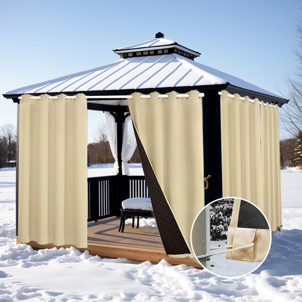 1/2 Pcs Thick Heavy Curtains Cold Protection Outdoor Thermal Curtain Eyelet Curtains