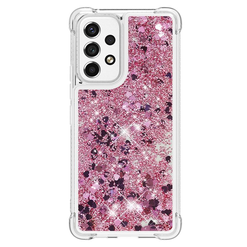 Glitter Liquid Sequins Quicksand Phone Case For Samsung Galaxy A53 A13 A23 A33 A73 5G A03s Case Cartoon Animal Shockproof Cover