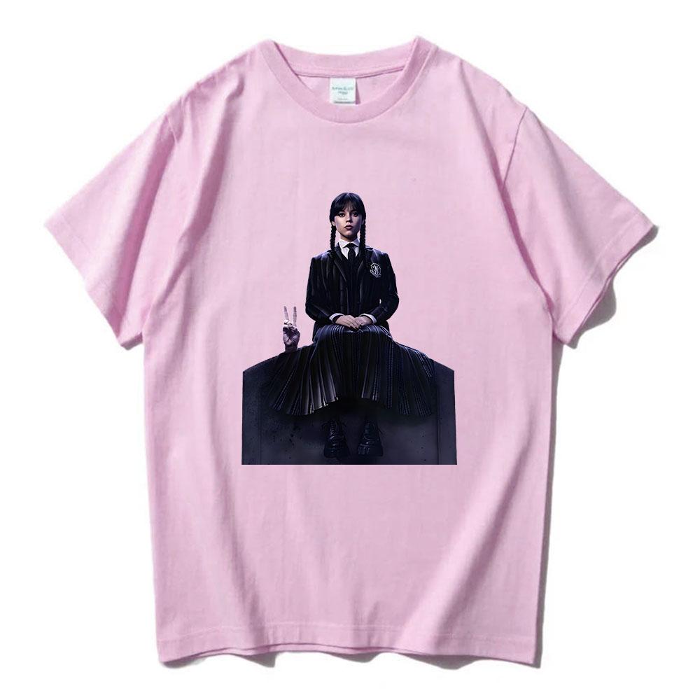 Wednesday Season 2 T-shirt Addams Graphic Printing Tshirts Short Sleeve Cotton Casual Tee-shirt O-neck Film Fashion T Shirt Mens