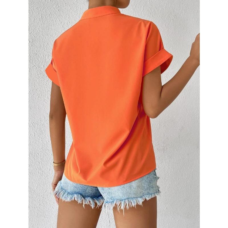 Sommerliches, schlichtes V-Ausschnitt-Damenshirt