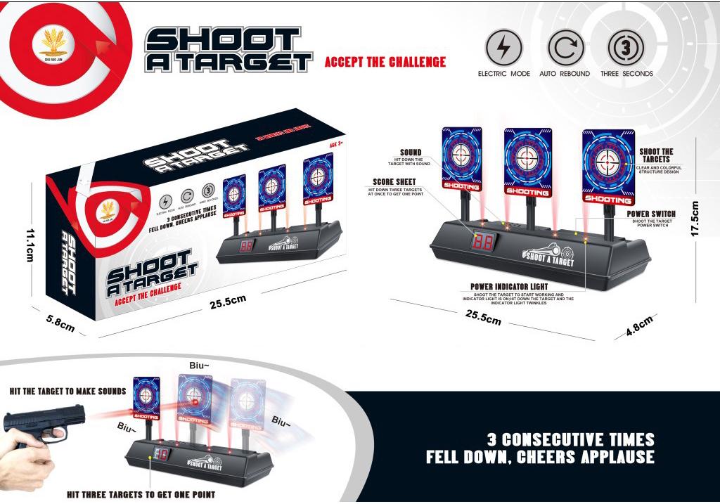 Electronic Auto-Reset Scoring Target for Battle and Practice with Soft Bullets