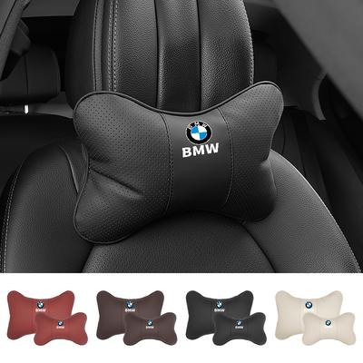 YAMHS1 For 2025 Hot Car Seat Headrests Pillow Leather Lumbar Neck Support Back Cushion For BMW E90 E60 E46 E39 F30 F10 E87 X3 X4 X5