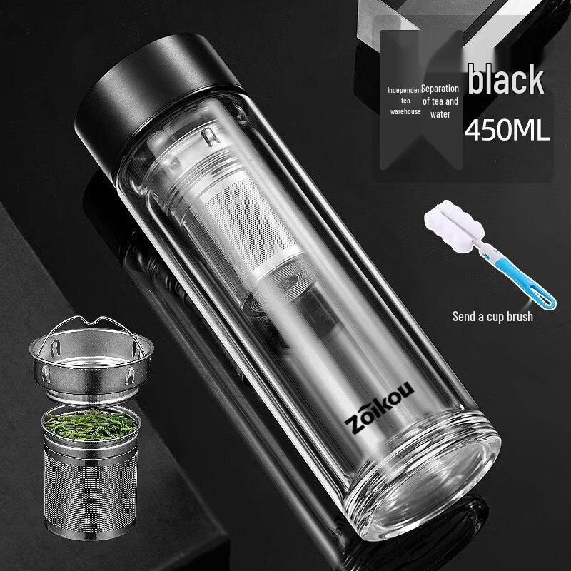 ZISIZ Double-Layer Glass Water Cup