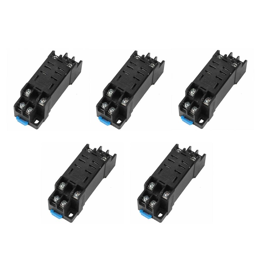 

5 Pcs 35mm DIN Rail Mount DTF08A 8Pin Relay Holder Socket Base for LY2N-J 5pcs
