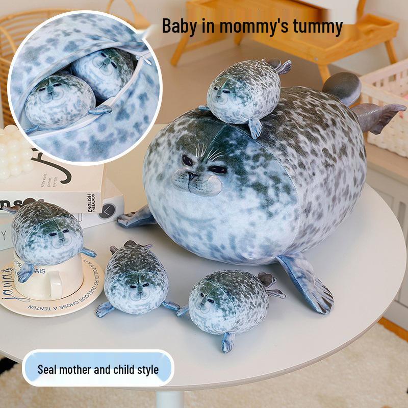 Soft Osaka Mother and Baby Sea Lion Plush Toy - Marine Animal Pillow Doll