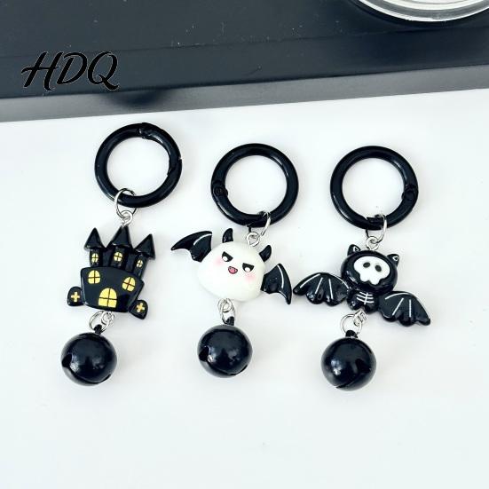 Spooky Bag Charms Halloween Cartoon Bat Keychain with Bell Winged Ghost Castle Collectibles Charm Charm Backpacks Handbags Decoration Accessory,