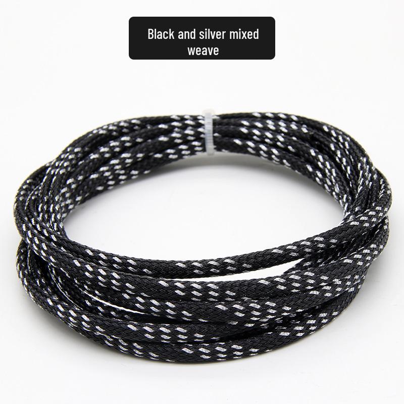 PET Braided Expandable 3mm Snakeskin Mesh Audio Cable Sleeve, Nylon Shockproof, 5 Meters