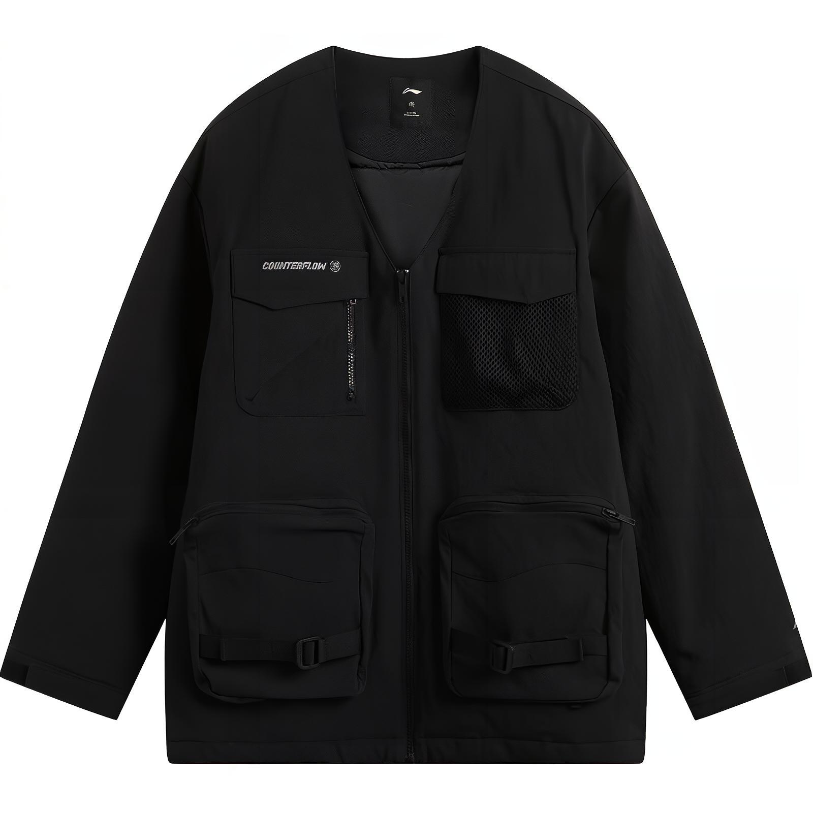 

Li Ning CF Comfort теплая свободная молния водонепроницаемая хлопковая куртка унисекс куртка черная AJMU141-3