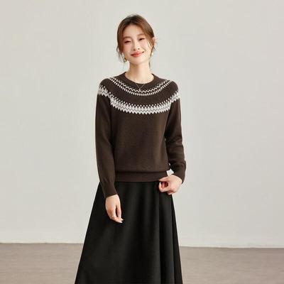 Women's Cashmere Blend Fair Isle Jacquard Knit Sweater