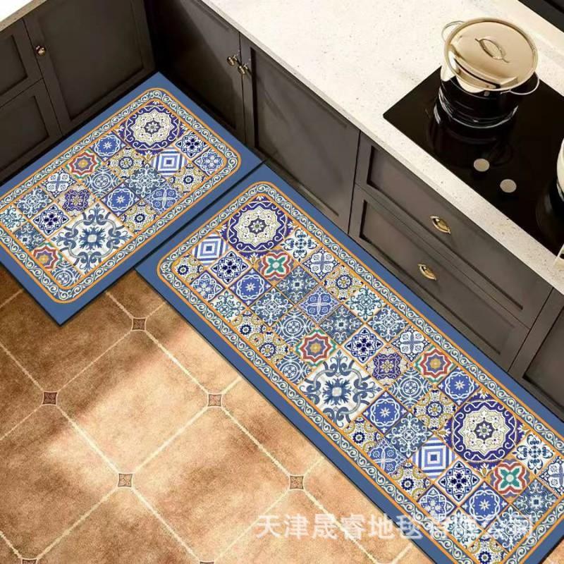 Kitchen Floor Mat Set Non-Slip Absorbent Diatomaceous Mud Rug Bohemian Style Dining Bathroom