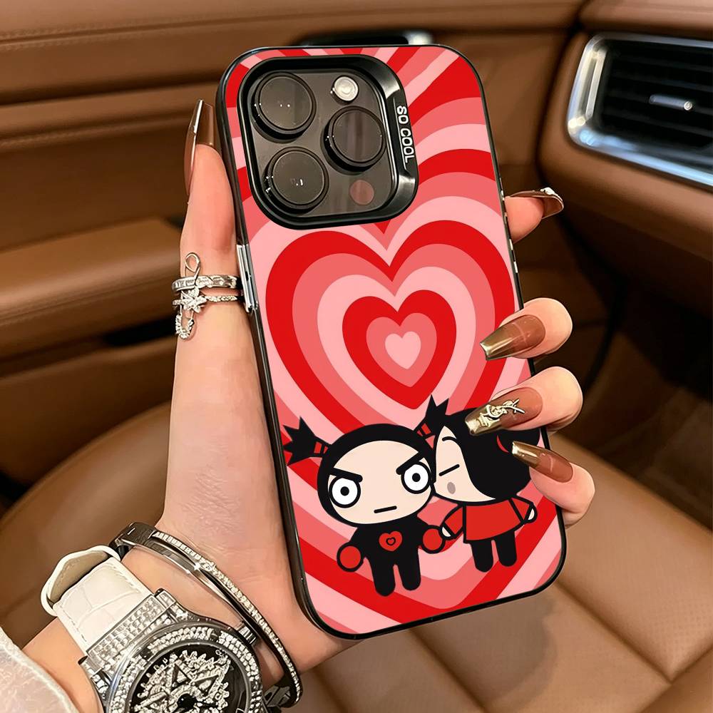 Cute Cartoon Pucca Garu For iPhone 17 16 15 14 13 12 11 Pro Max XS 17 Air Silicone Colored Silver Bumper Cover