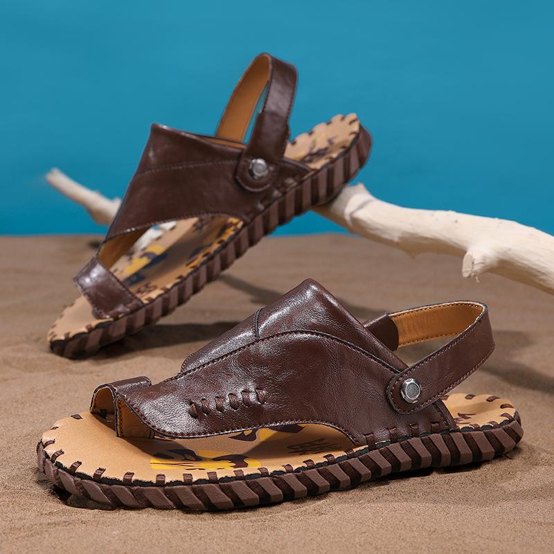 Fashion 2025 Handmade Summer Casual Mens Sandals Soft Sole Non-Slip Design with Breathable Lining Lightweight Comfort for Daily Wear