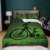 Print Orange Bike Bedding Set Adults Kids Winter Duvet Cover With Pillowcases Luminous Bicycle Pattern Bedroom Comforter Cover