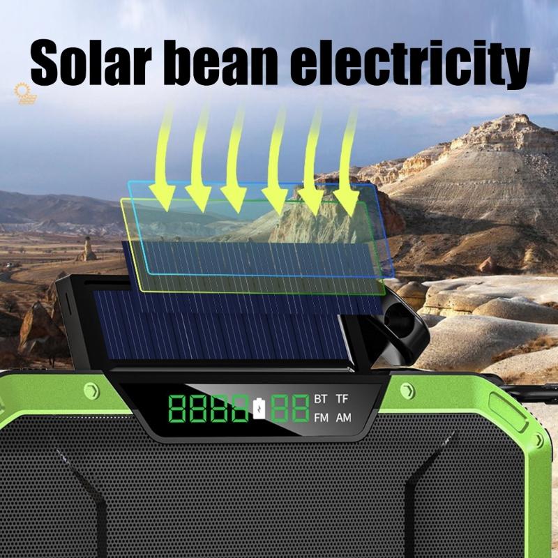 Solar Hand Cranks Radio with FM AM Band Reception Emergency SOS Alarm IPX5 Waterproof for Camping Survival Adventure