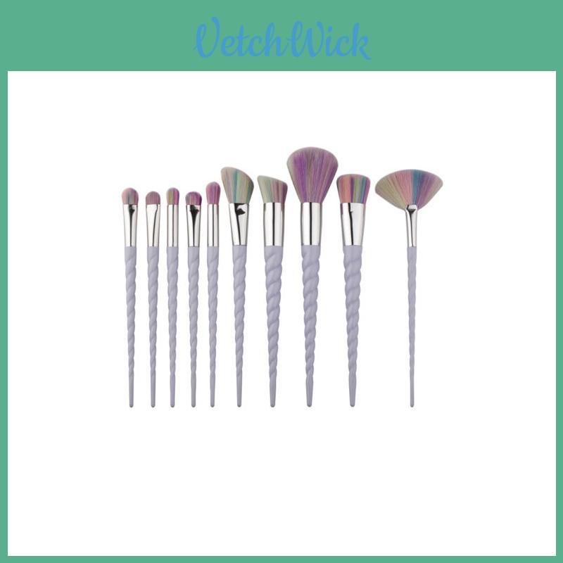 Unicorn Makeup Brush Set With Transparent Glitter Spiral Design For Makeup Enthusiasts