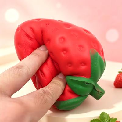 Jordgubbs Squishy Klämleksak Mjuk Långsam Återhämtning Stresslindring Fidget-leksak Trendig Avkopplande Gåva för Stresslindring Gåva