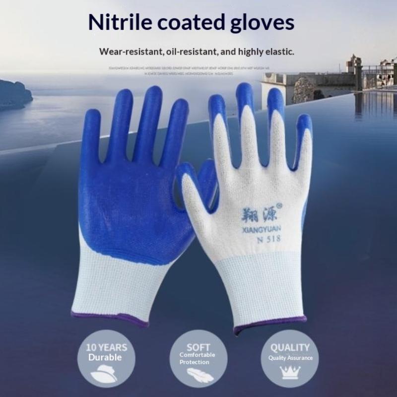 1 Pairs Nitrile Coated Work Gloves Non-Slip Knit Safety Protective Gloves Industrial Labor Building Construction Work Gloves
