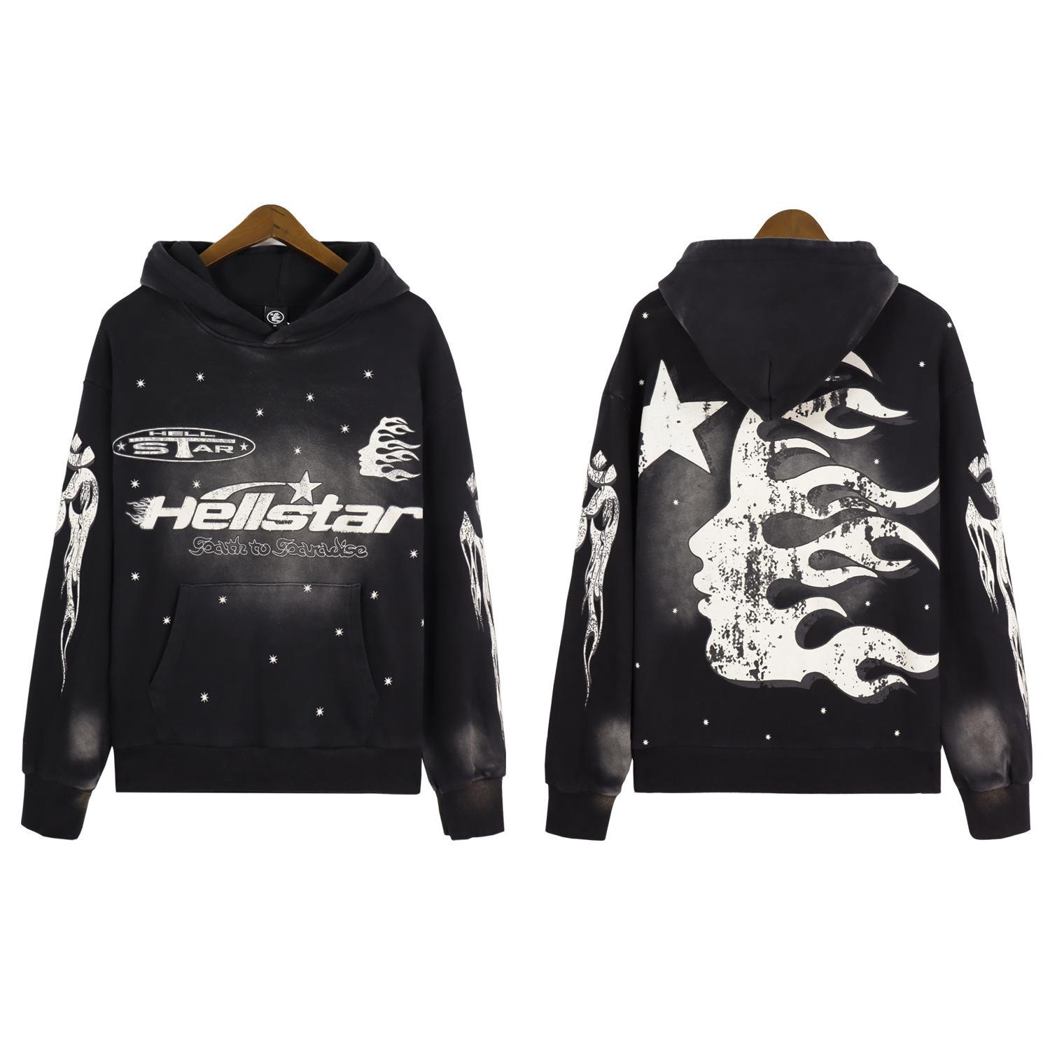 Amerikanischer Retro Hip-Hop Jugendmode Lässiger Lockerer Fit Hoodie mit Buchstabenprint XL gray