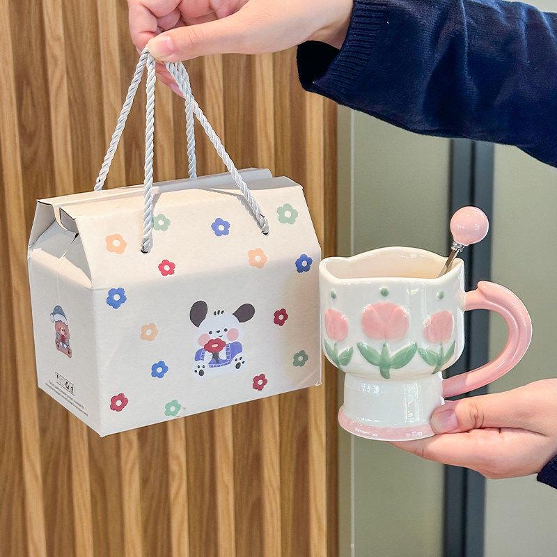 

Elegant Tulip Ceramic Mug: A Perfect Gift for Girlfriend, Best Friend, Birthday, or Wedding Favors. Standard