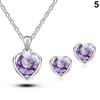 Women's Fashion Jewelry Heart Crystal Pendant Necklace Ear Studs Earrings Set