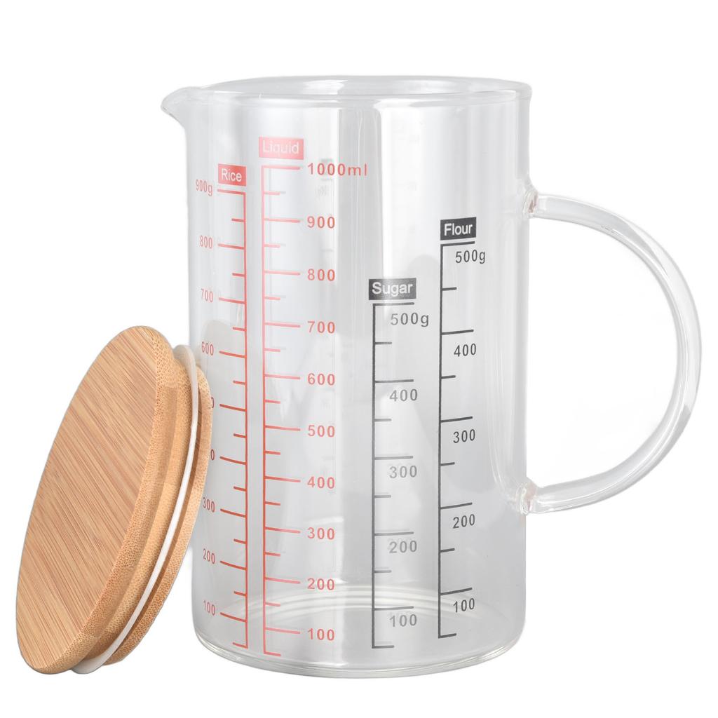 Glass Measuring Cup V Shaped Nozzle Clear Scale Comfortable Grip Borosilicate Glass Coffee